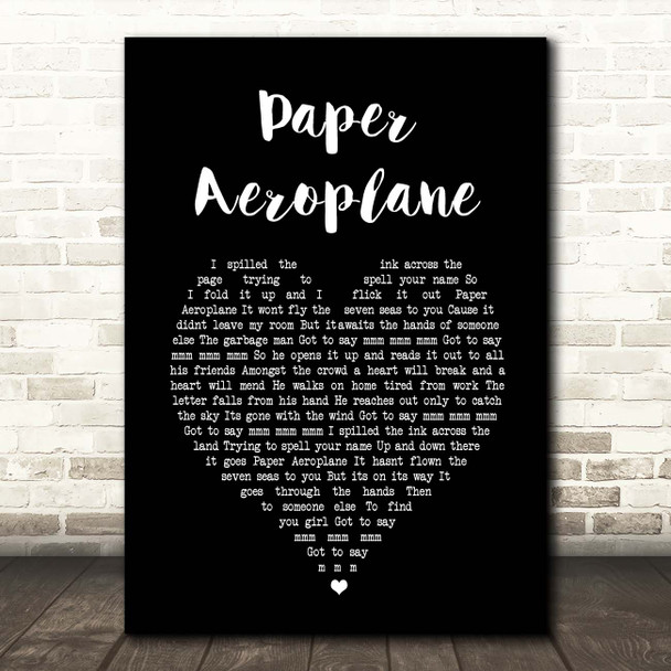 Angus & Julia Stone Paper Aeroplane Black Heart Song Lyric Print