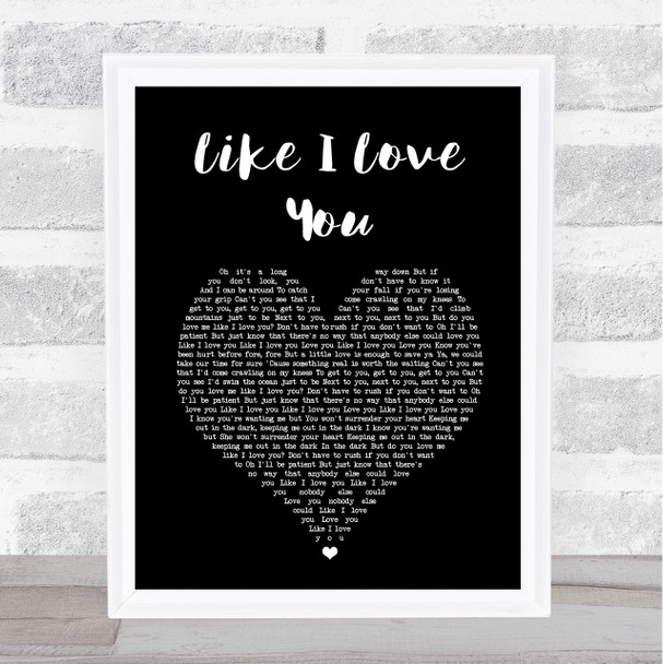 Lost Frequencies Like I Love You Black Heart Song Lyric Print