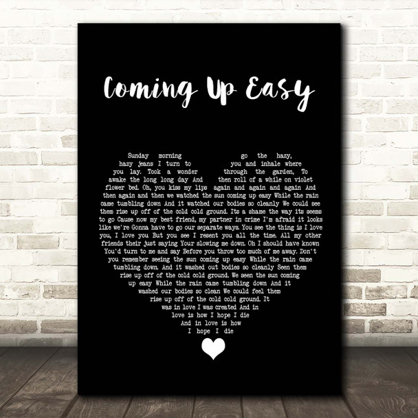 Paolo Nutini Coming Up Easy Black Heart Song Lyric Print