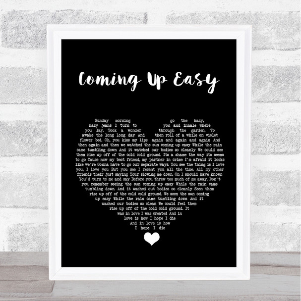Paolo Nutini Coming Up Easy Black Heart Song Lyric Print