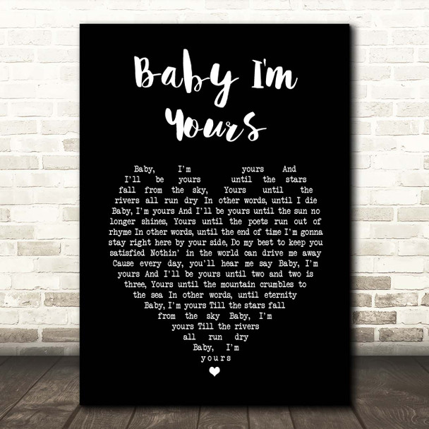 Barbara Lewis Baby I'm Yours Black Heart Song Lyric Print