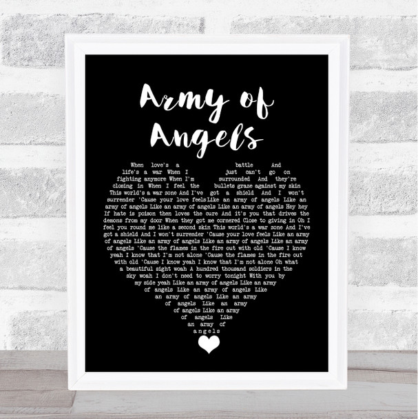The Script Army of Angels Black Heart Song Lyric Print