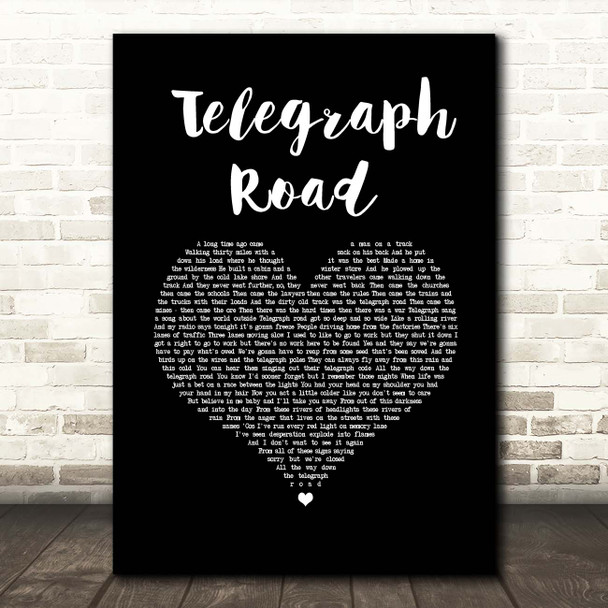 Dire Straits Telegraph Road Black Heart Song Lyric Print
