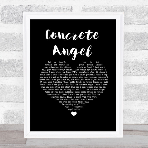 Gareth Emery feat. Christina Novelli Concrete Angel Black Heart Song Lyric Print