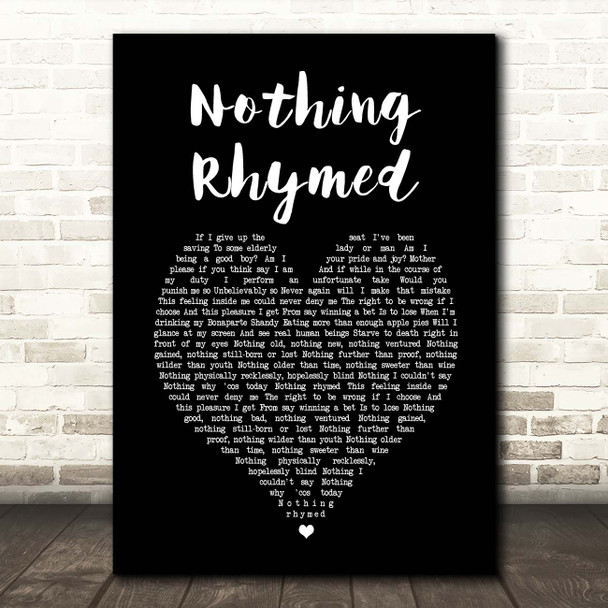 Gilbert O'Sullivan Nothing Rhymed Black Heart Song Lyric Print