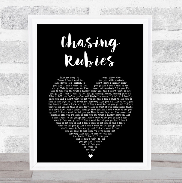 Hudson Taylor Chasing Rubies Black Heart Song Lyric Print