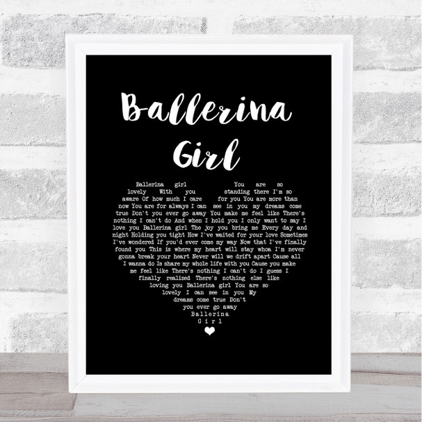 Lionel Richie Ballerina Girl Black Heart Song Lyric Print