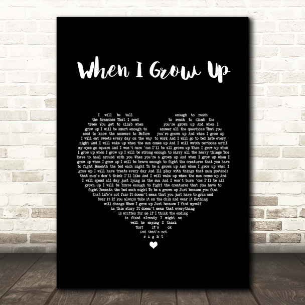 Matilda Musical When I Grow Up Black Heart Song Lyric Print