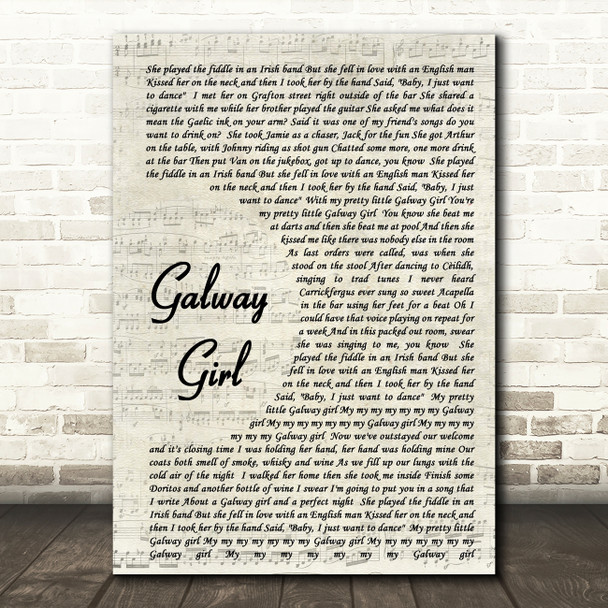 Ed Sheeran Galway Girl Quote Song Lyric Print