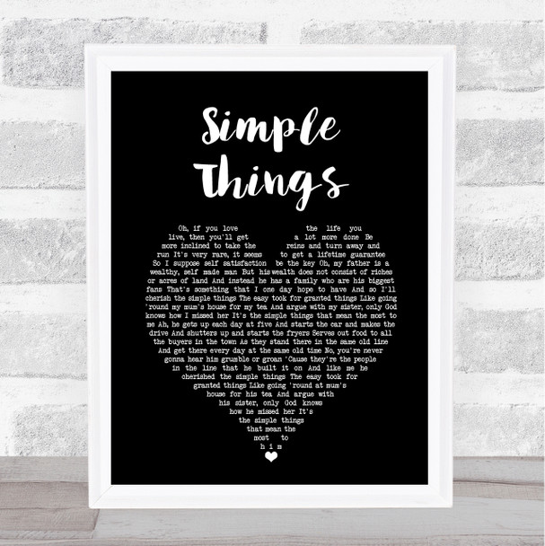 Paolo Nutini Simple Things Black Heart Song Lyric Print