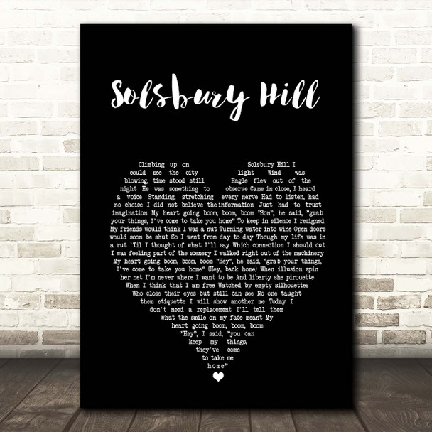 Peter Gabriel Solsbury Hill Black Heart Song Lyric Print