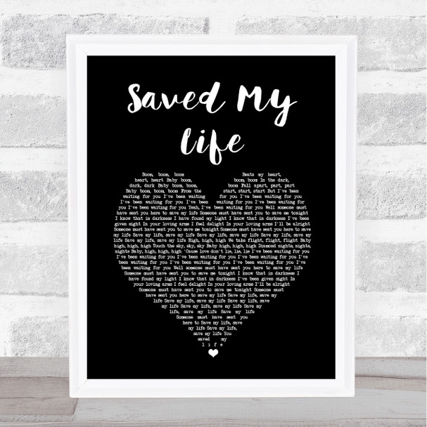 Sia Saved My Life Black Heart Song Lyric Print