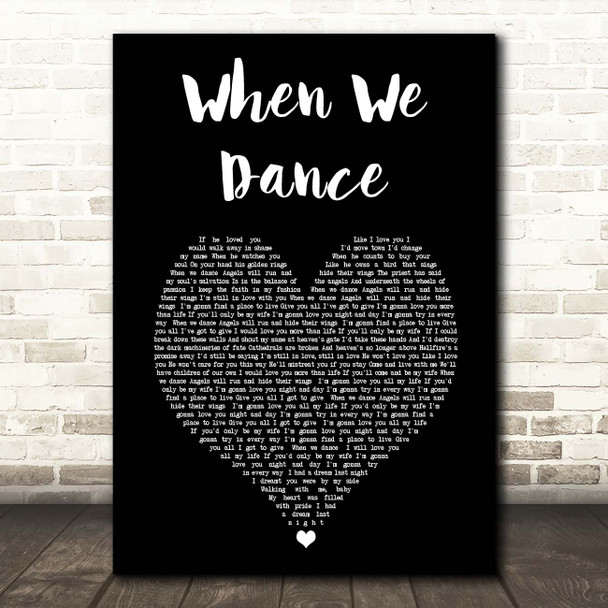 Sting When We Dance Black Heart Song Lyric Print