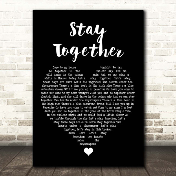 Suede Stay Together Black Heart Song Lyric Print