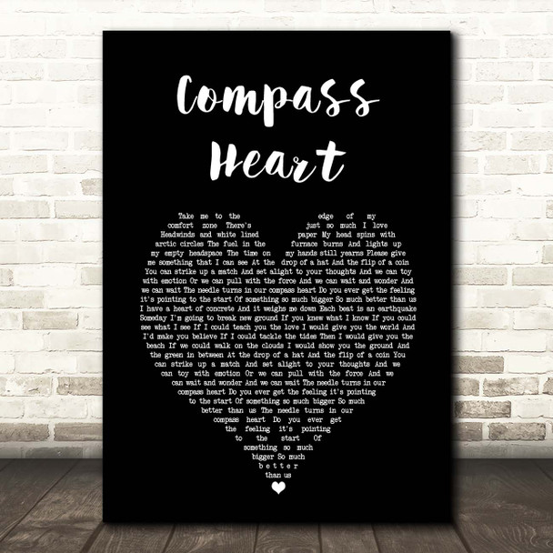 Toby Johnson Compass Heart Black Heart Song Lyric Print