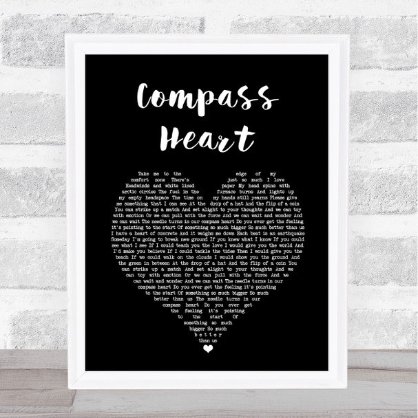 Toby Johnson Compass Heart Black Heart Song Lyric Print