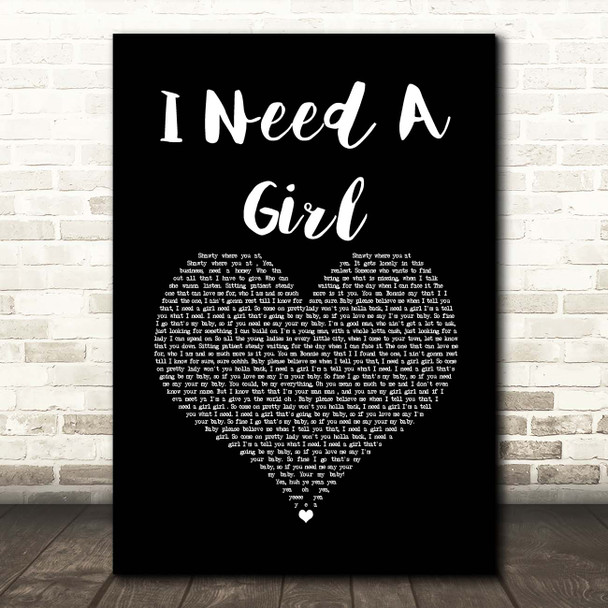 Trey Songz I Need A Girl Black Heart Song Lyric Print