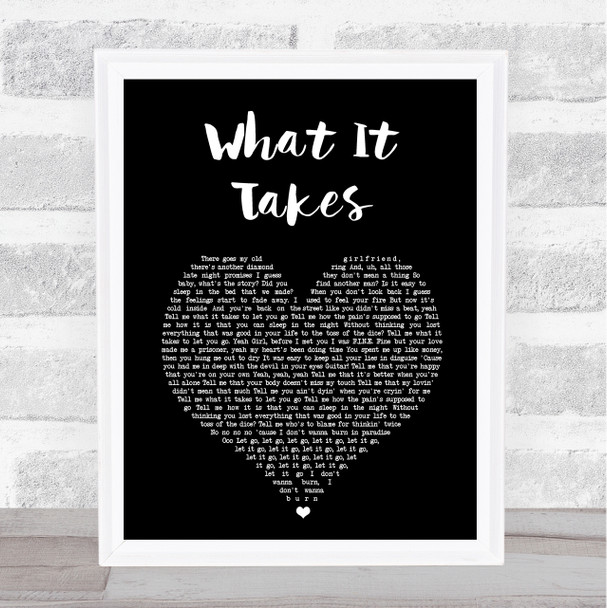 Aerosmith What It Takes Black Heart Song Lyric Print