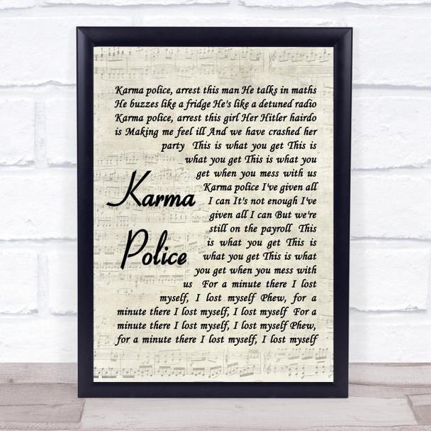 Karma Police Radiohead Script Quote Song Lyric Print