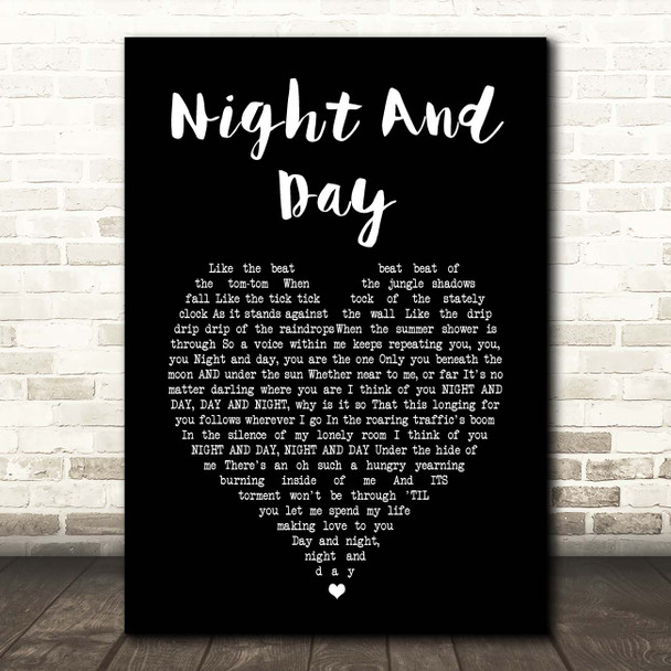 Ella Fitzgerald Night And Day Black Heart Song Lyric Print