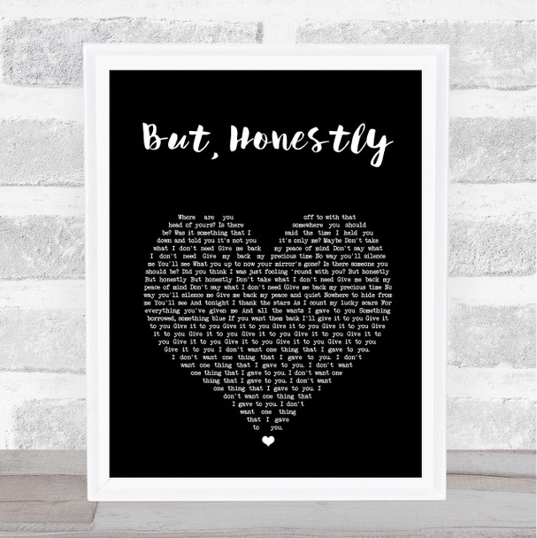 Foo Fighters But, Honestly Black Heart Song Lyric Print