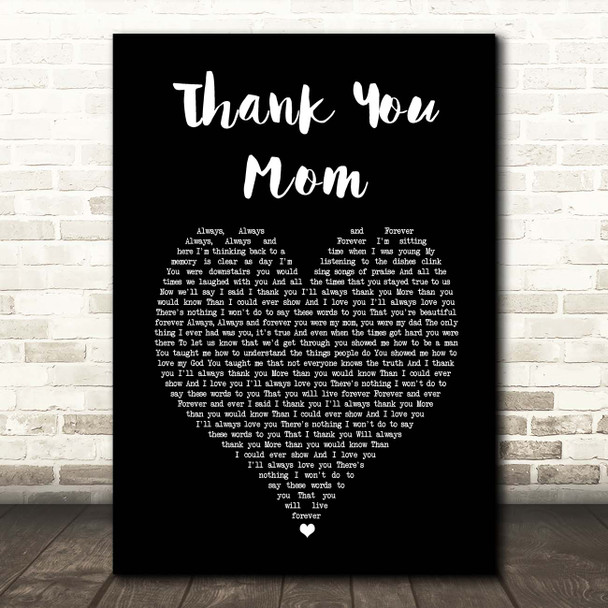 Good Charlotte Thank You Mom Black Heart Song Lyric Print