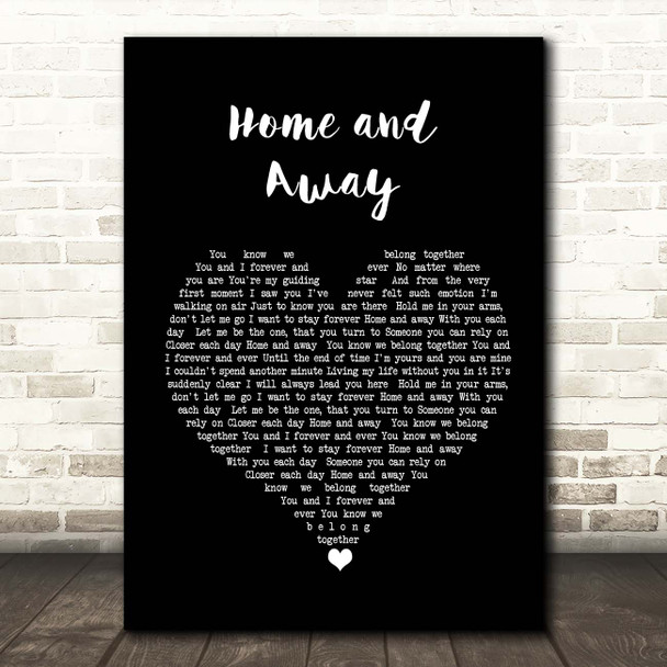 Karen Boddington and Mark Williams Home and Away Black Heart Song Lyric Print