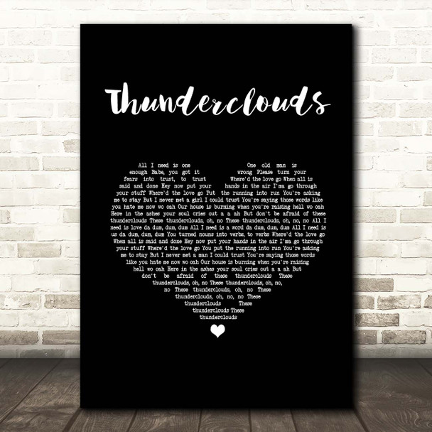 LSD Ft Sia Thunderclouds Black Heart Song Lyric Print