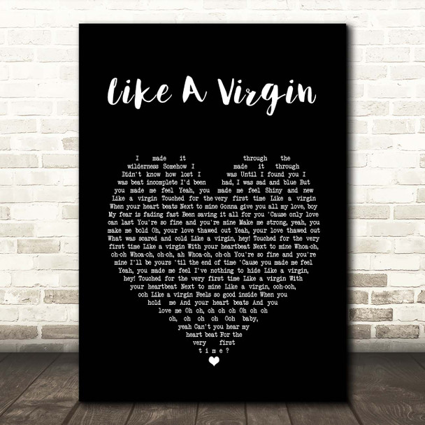 Madonna Like A Virgin Black Heart Song Lyric Print