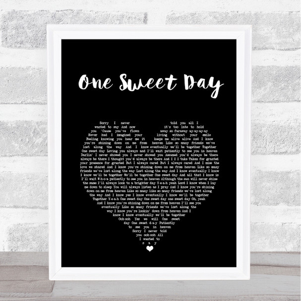 Mariah Carey One Sweet Day Black Heart Song Lyric Print