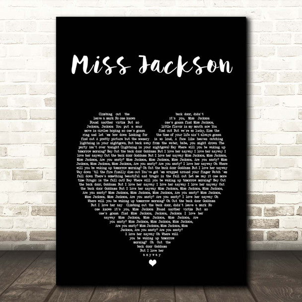Panic! At The Disco Miss Jackson Black Heart Song Lyric Print