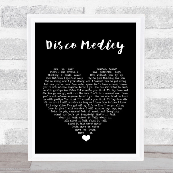 Selena Disco Medley Black Heart Song Lyric Print