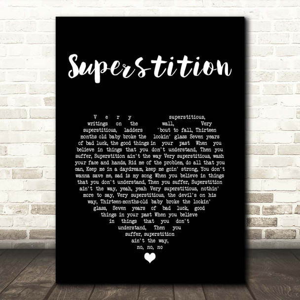 Stevie Wonder Superstition Black Heart Song Lyric Print