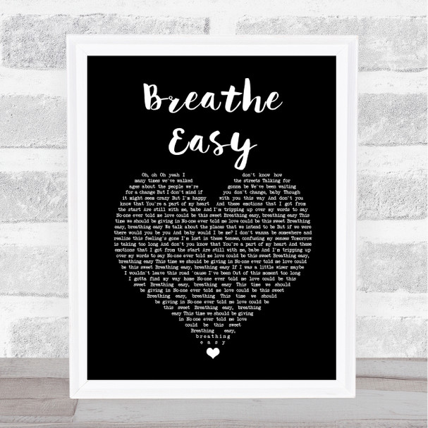 Sugababes Breathe Easy Black Heart Song Lyric Print