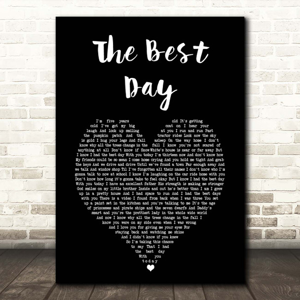 Taylor Swift The Best Day Black Heart Song Lyric Print