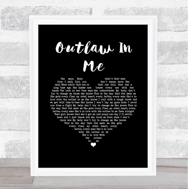 Brantley Gilbert Outlaw In Me Black Heart Song Lyric Print