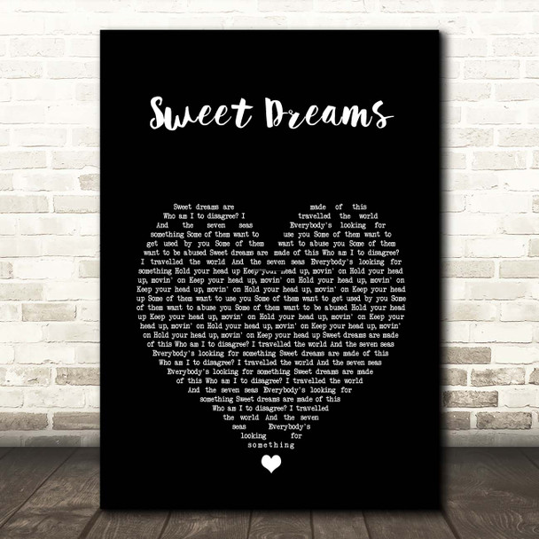 Eurythmics Sweet Dreams Black Heart Song Lyric Print