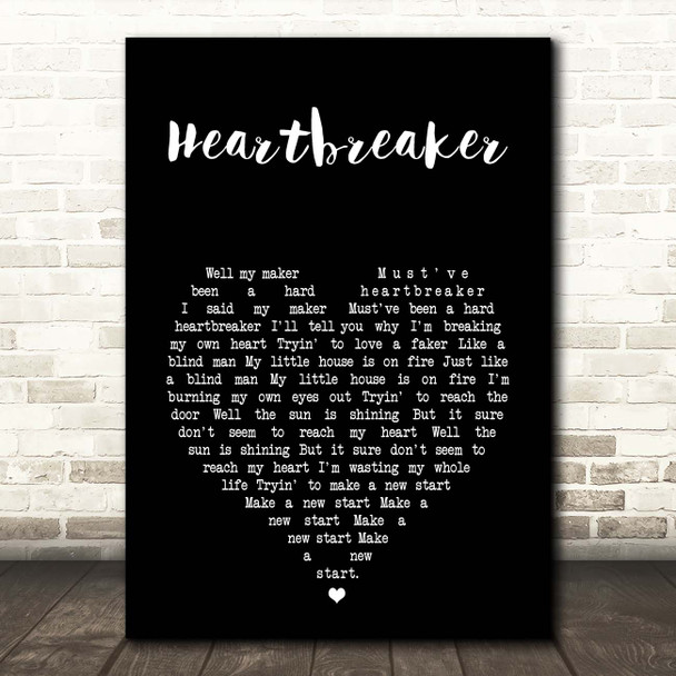 Free Heartbreaker Black Heart Song Lyric Print