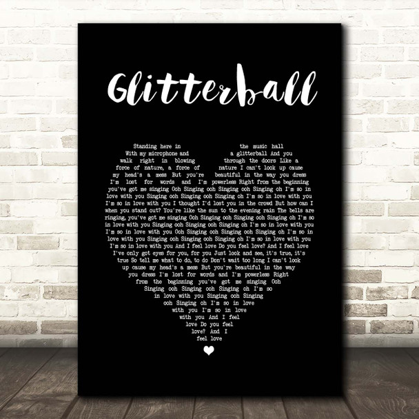 Sigma Glitterball Black Heart Song Lyric Print