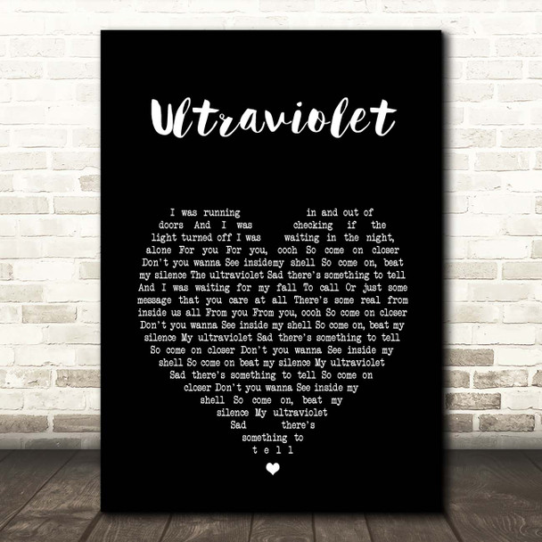 The Amazons Ultraviolet Black Heart Song Lyric Print