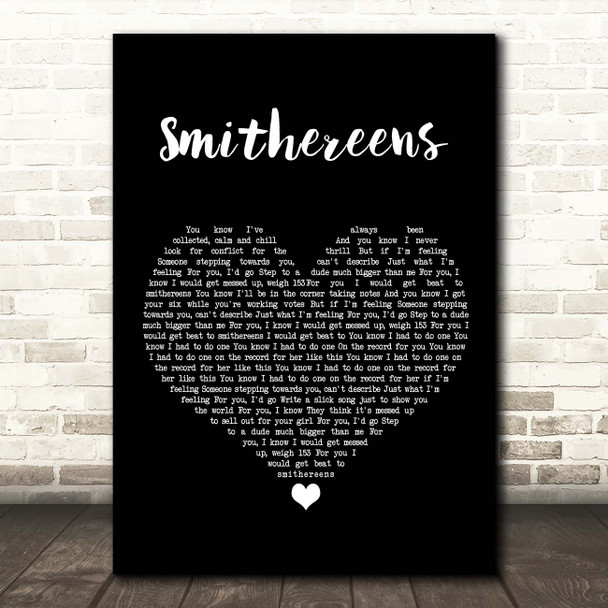 Twenty One Pilots Smithereens Black Heart Song Lyric Print