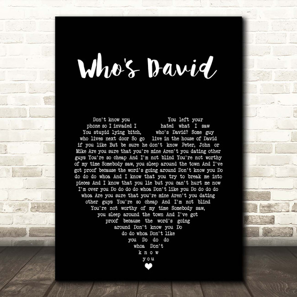 Busted Who's David Black Heart Song Lyric Print