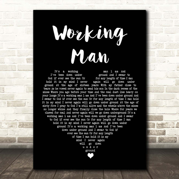 David Alexander Working Man Black Heart Song Lyric Print