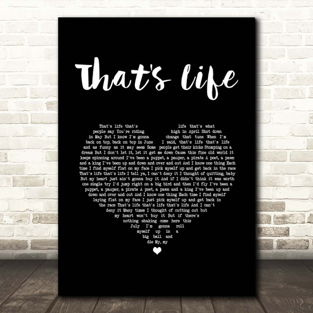 Frank Sinatra That's Life Black Heart Song Lyric Print