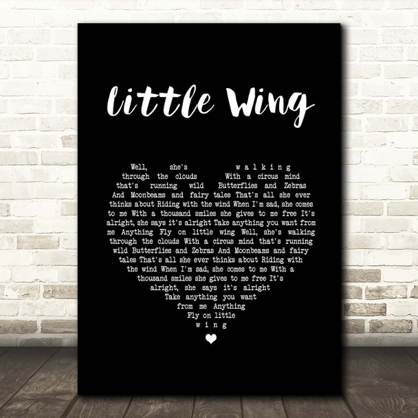 Jimi Hendrix Little Wing Black Heart Song Lyric Print