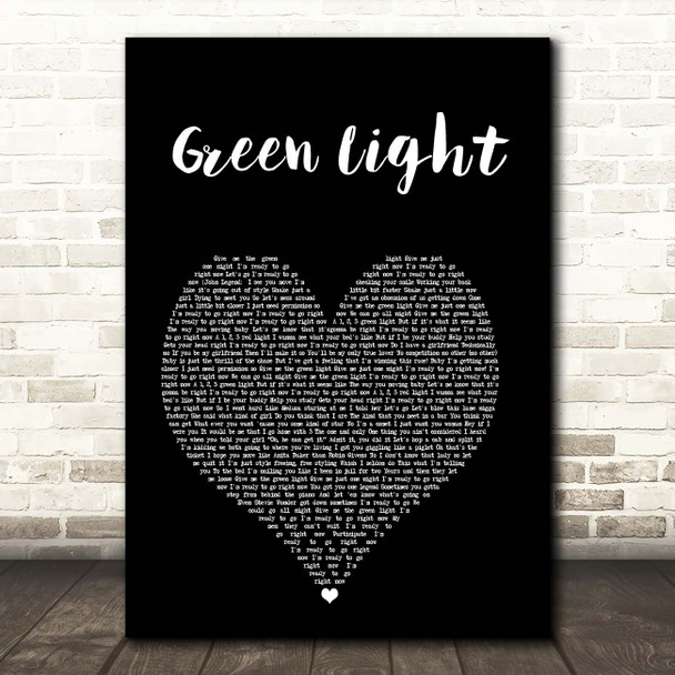 John Legend Green Light Black Heart Song Lyric Print