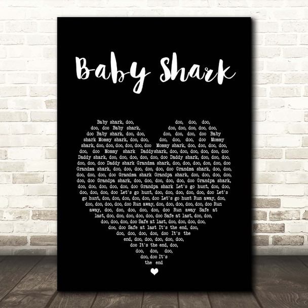 Pinkfong Baby Shark Black Heart Song Lyric Print