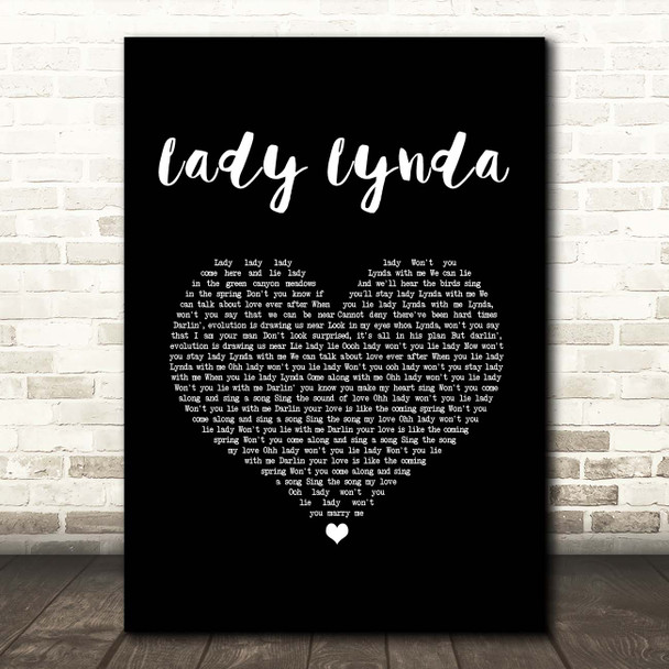 Beach Boys Lady Lynda Black Heart Song Lyric Print