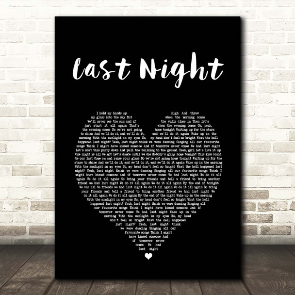 The Vamps Last Night Black Heart Song Lyric Print