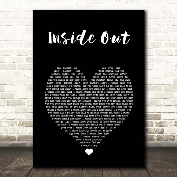 Bryan Adams Inside Out Black Heart Song Lyric Print